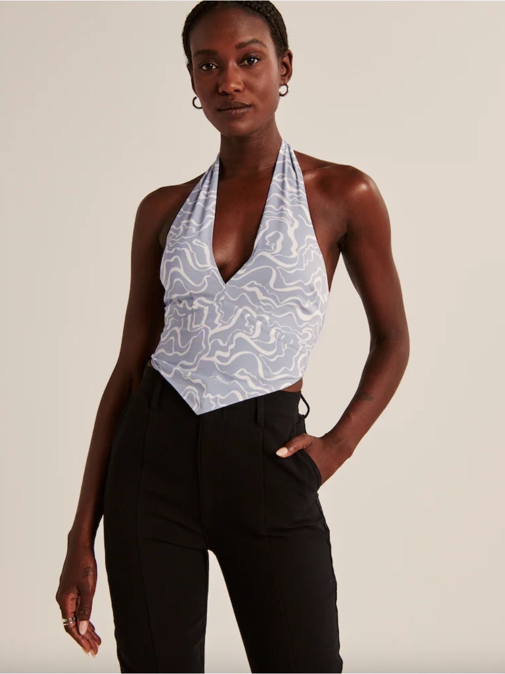 Abercrombie & Fitch Blue Marble Swirl Halter Top Size Small